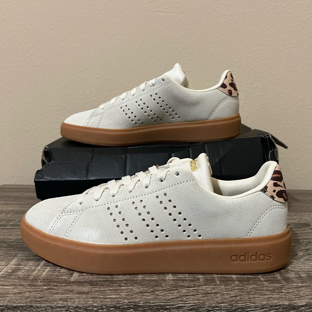 NWT Adidas CloudFoam Cream & Leopard Sneakers - Picture 3 of 6